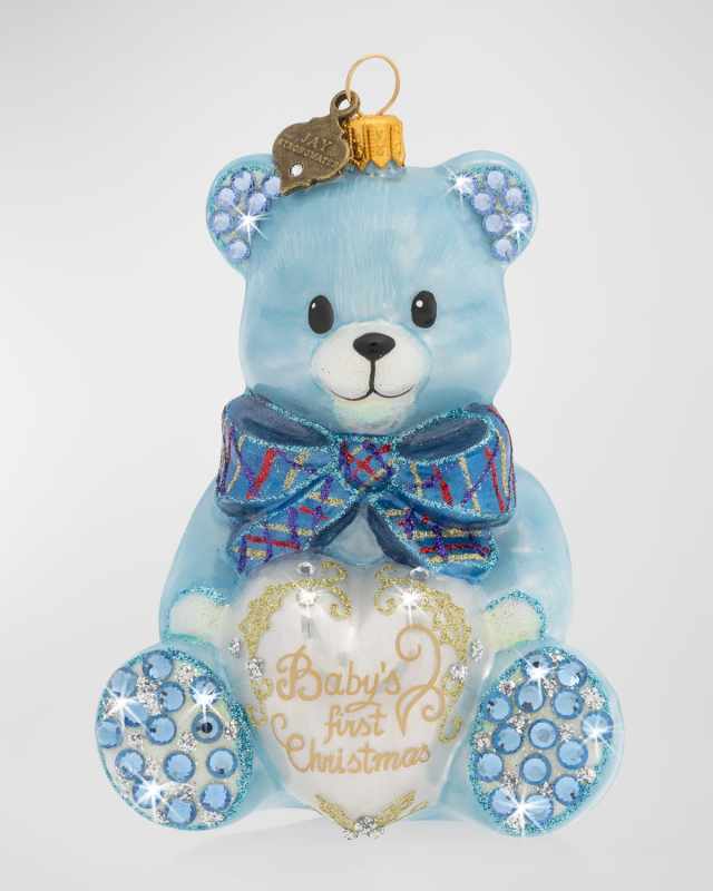 Baby's First Christmas Teddy Glass Ornament